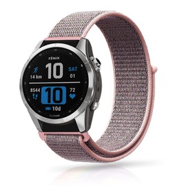 Niboow Strap QuickFit 20mm for Garmin Fenix 7S Pro Solar/Garmin Epix 2 Pro 42mm, Nylon Lightweight Breathable Watch Band for Garmin Fenix 7S/6S/6S pro/5S/5S plus/Garmin Descent Mk2S - Pink