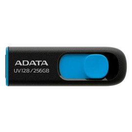 ADATA Memoria Flash UV128 256GB USB 3.0 Negro/Azul (AUV128-256G-RBE)