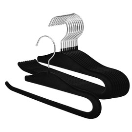 SOULNAMAN Velvet Pants Hangers,10 Pack Non Slip Space Saving Clothes Hanger, Heavy Duty Pants Hangers for Closet for Pants Jeans Skirts Tank Top Towel(Black)