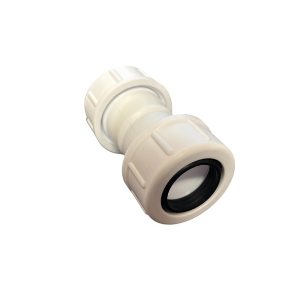 Universal Overflow Pipe Connector, 19-23mm, 3/4", White Plastic, Single Part