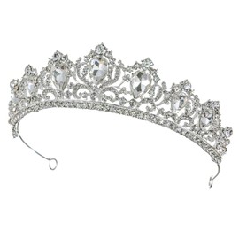 Samky Bride's Crystal Wedding Tiara Crown Bridal Rhinestone Headpiece Hair Accessories