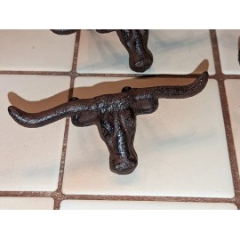 Western 4 TEXAS LONGHORN  METAL PULL WESTERN CABINET HARDWARE DRAWER PULLS KNOBS COW