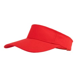 TOPTIE Sun Sports Visor Hat Plain Solid Cotton Visors Adjustable Sun Caps-Red