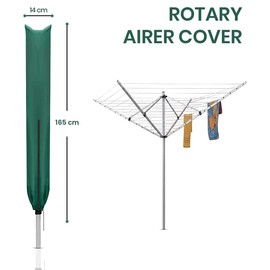 Flatro Rotary Washing Line Cover Waterproof - Universal Fit with Zip and Drawstring to Tighten - Weather Resistant and Great Protection Parasol Cover for Garden Dryer and Airer (Green)
