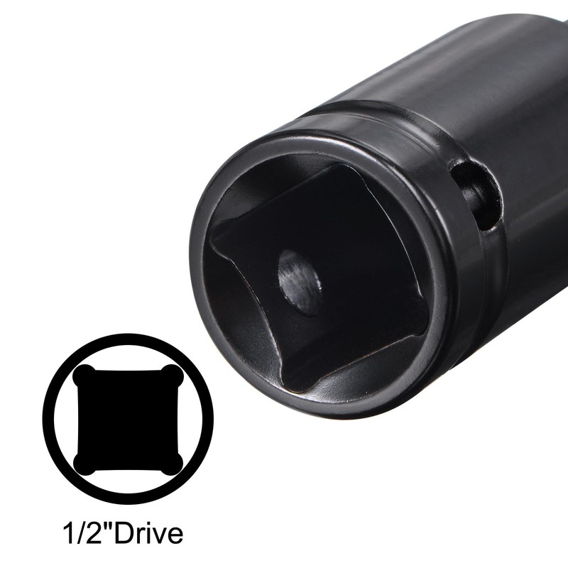 sourcing map 1/2" Drive by 11mm Deep Impact Socket, Heat-Treated
