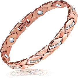 Copper Bracelet for Women,Pure Copper MagneticBracelets,Natural Unique Gemstone,Gifts forWomen,Adjustable,Outdoorfun Durability, Jewelry Gift:_rose gold 