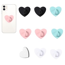8 pcs Cell Phone Finger Ring Stand，Heart Shape Adhesive Metal Smartphone Finger Grip Hook，Charm Finger Grip Loop for Mobile Phone Pad Tablet