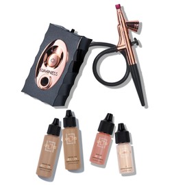 Luminess Air Icon Makeup Airbrush System and 4-Piece Foundation Starter Kit, Tan Coverage - Quick, Easy & Long Lasting Application - Includes Silk 4-In-1 Foundation, Highlighter & Blush