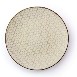 Elama Geometric Embossed Stoneware Honeycomb Pattern Tableware, Set, Ivory