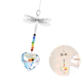 Wind Chime, Sun Catcher, Color Changing Solar Wind Chime, Dragonfly Heart Design, Cute, Stylish, Decorative, Entryway, Chime, Indoor and Outdoor Use, Hanging Wind Chime