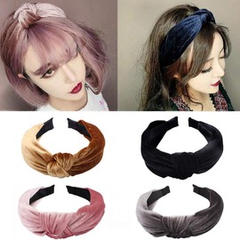 1Pcs Velvet Headbands for Women,Wide Headbands Knot Turban Headband Vintage Hairband Elastic Hair Hoops Fashion Hair Accessories for Women and Girls,Gray
