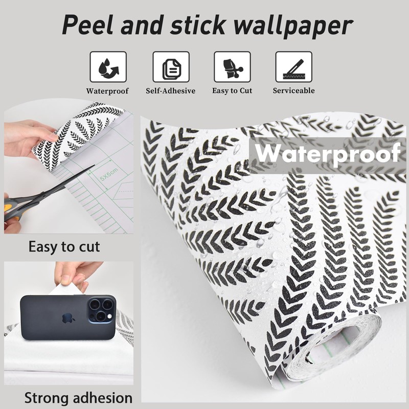 Black and White Wallpaper Peel and Stick Wallpaper Boho Modern