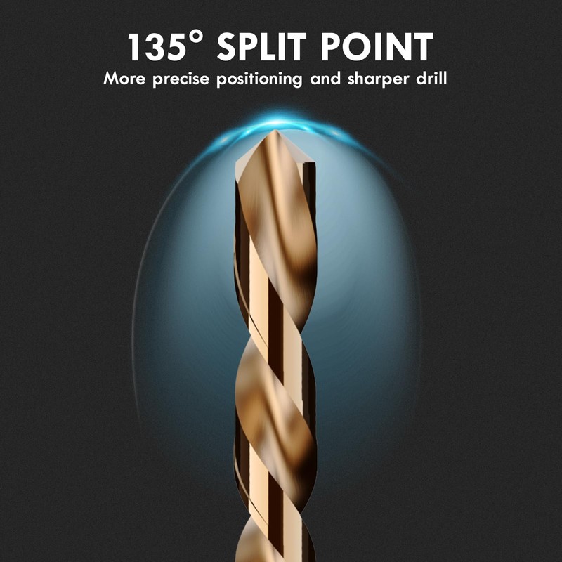 Cobalt Left Hand Drill Bit Set, 13Pcs M35 High Speed