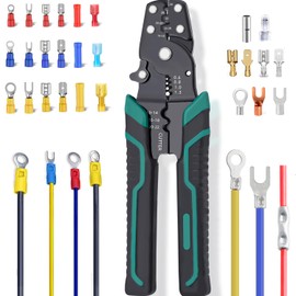 Tnisesm Wire Crimping Tool 26-10 AWG, Crimping Pliers with Stripper Cutter for Open Barrel Terminals and Heat Shrink Connectors