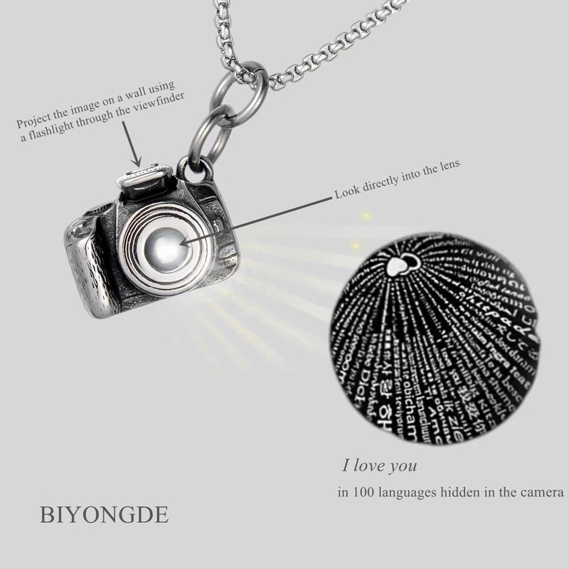 BIYONGDE Vintage Stainless Steel Camera Pendant (No Filming Function) Necklace