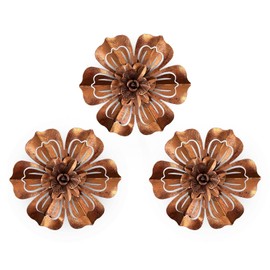 SQshun Wall Art Layered Decoration Metal Flowers Wall Decor for Home Living Room Garden Porch Patio (rose gold)