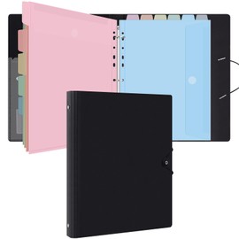 Uquelic A4 Folder Organiser, Ring Binder with 12 Document Folder for Filing - Folders A4 Document Pockets Plastic Document Folder - Macaron Colour