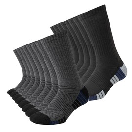 JOYNÉE 8 Pairs Men's Athletic Moisture Wicking Crew Socks Breathable Cushioned Running-Arch Support Work Socks Size 10-13