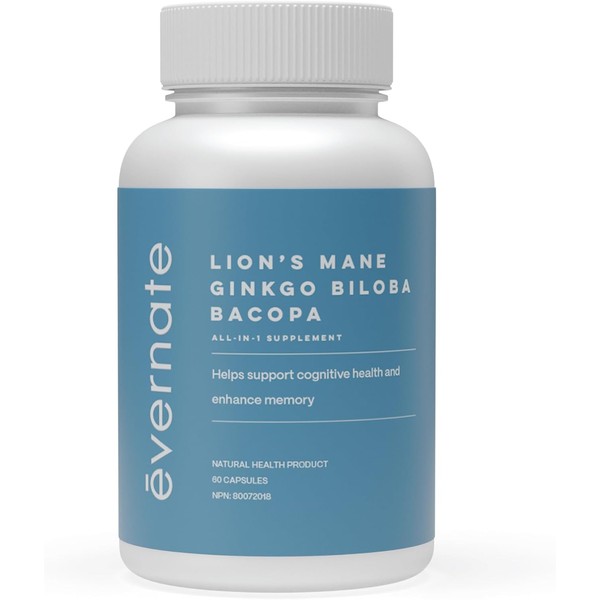 ALL-IN-ONE Lion's Mane 1,600 mg, Ginkgo Biloba 5,500 mg, Bacopa