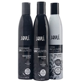Jayli Shampoo Matizador  Sellador  Acondicionador Negro Sin Sal  Sulfatos  Parabenos (3 Pack), 320.0 mililitro                                        
