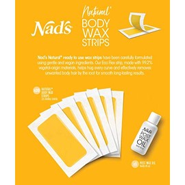 Nad's Body Wax Strips, depilación de cera para mujeres; para todos los tipos de piel; juego de depilación en casa con 24 tiras de cera, 4 toallitas de
