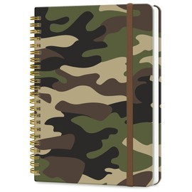 DHGPTS Spiral Journal Notebook, A5 Cute Notebooks for Women Men, College Ruled Hardcover Notebook for Work & Note Taking, 60 Pages Double-Wire Journals for Writing, Camouflage