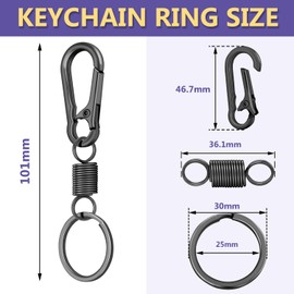 4Pack Small Carabiner Keychain, Spring Keyring Holder Organizer Clips, Metal Snap Hook Clip for Car Key Chain, Keyrings Holder, Purse Hook, Paracord Keychain Lanyard, Men and Women Key Fob (Black)