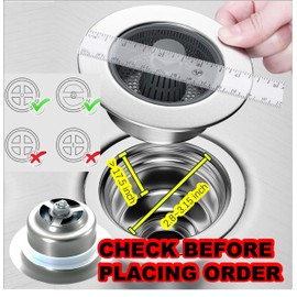 QUALIALL Premium 3 in 1 Stainless Steel Kitchen Sink Strainer and Stopper for DEEP Drainage Holes, Fast Deep Basket, Fast, no Mistake Triggering. Prevents Clogging and Isolates Odors