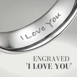 Willis Judd Mens Ring I Love You Titanium Ring CZ Stone In Gift Box Wedding Band Ring Mens Engagement Ring Comfort Fit Size L