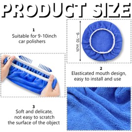 24 Pcs Car Buffing Pads, Microfiber Polishing Pad Bonnets for for Orbital Buffer Polisher, Buffer Waxers Bonnet Set 9 to 10 inch polisher attachment