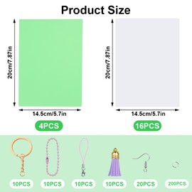 Pack of 280 Shrink Film Set Key Chain, Shrink Film Set, Key Fob, Shrink Film for Crafts, Shrink Film Crafts, Shrink Paper Set for Families, Children, Boys, Girls