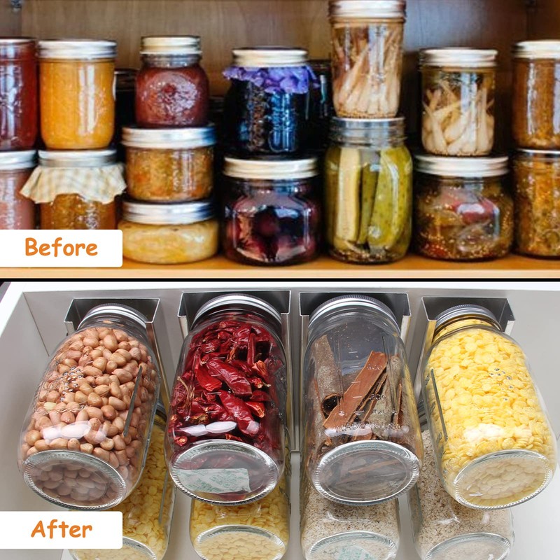 lopeztek Mason Jar Organizer Holder Rack for Food Storage, Under