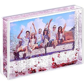 Glitter Photo Frames Friends Picture Frame Liquid Frames, Mount for 4x6 inch (10x15 cm) Picture (6x4in, Red Star)