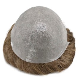 PU Skin Toupee For Men Hair Pieces 10x8" Toupee Human Hair Replacement System for Men 0.04mm Think Skin Hair Prosthesis Hair Patch Units Implant (#2 Dark Brown)