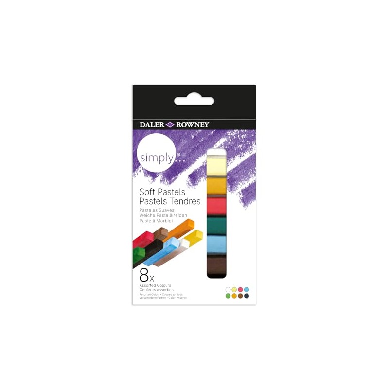 Daler Rowney Simply, Soft Pastel, Cardboard Box, 8 Assorted Colours