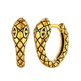 Women's Snake Earrings, Gold Plated Serpent Snake Ear Hoops Stainless Steel Punk Earring for Girlfriends Sisters, Python Gifts for Mothers Day