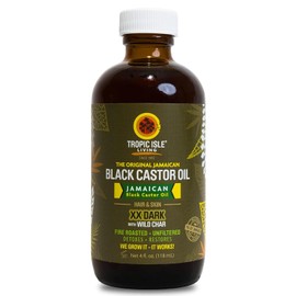 Tropic Isle Living Jamaican Black Castor Oil XX Dark 4oz | 100% Natural Hair Growth Oil and Scalp Treatment | Promotes Strong, Healthy, Thicker Hair, Eyelashes, Eyebrows#