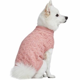 Blueberry Pet 2021/2022 New Classic Fuzzy Textured Knit Pullover Crew-Neck Dog Sweater in Rainbow Pink, Back Length 12", Pack of 1 Clothes for Dogs