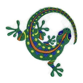 Nature's Bounty Beautiful Custom Caribbean Gecko Embroidered Iron On/Sew Patch [4.86" x5"] Made in USA