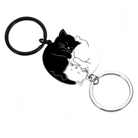 Cute a Pair Cat Keychain Couple Gifts,for Boyfriend Girlfriend Cat Lover Anniversary Valentine's Day Gift for Him Her Matching Keychains for Couples Husband Wife Fiancée Birthday.