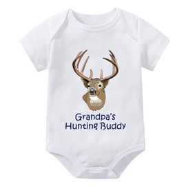 Grandpa's Hunting Buddy Onesie Neutral Short Sleeve Going Home Outfit White Boy Onsie