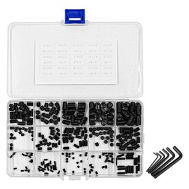 300Pcs NUZAMAS M2.5 M3 M4 M5 M6 M8 Hex Head Socket Set Screw Bolts Assortment Kit 304 Stainless Steel Flat End Inner Hexagonal Screw