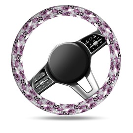 ASJHFDIR Car Steering Wheel Cover, Universal 15 Inch Non-Slip Breathable Neoprene Elastic Steering Wheel Protector, Cute Car Accessories for Women Men Fit Auto, Suvs Luxury Skull Flowers
