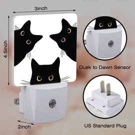 sndheke Funny Black Cats Night Light, Cute Kittens Dusk to Dawn Night Light Plug in,0.5w Energy Saving Sleep Friendly NightLight for Kids Boys Girls Home Bedroom Living Room Decor