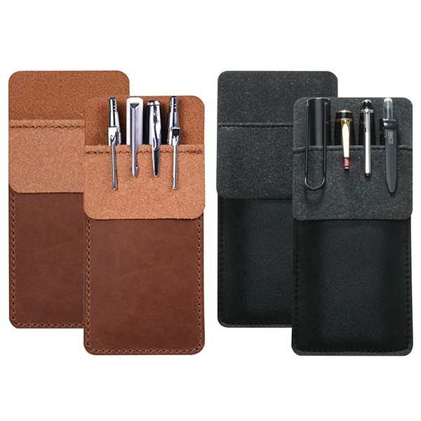BOJVESH 4 Packs Pocket Protector, Multi-Purpose Leather Pen Pouch Holder