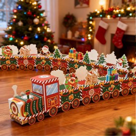 Lihome Christmas Train Advent Calendar 2025, 24 Days DIY Countdown Calendar with Gift Boxes, Santa Sleigh & Number Stickers, Holiday Candy Treat Boxes for Kids & Family Christmas Decorations