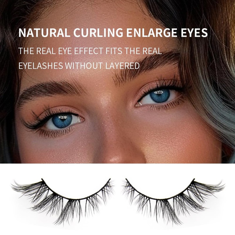 AKARA Natural Eyelashes, 7 Pairs, 3D False Eyelashes, Fake Lashes,
