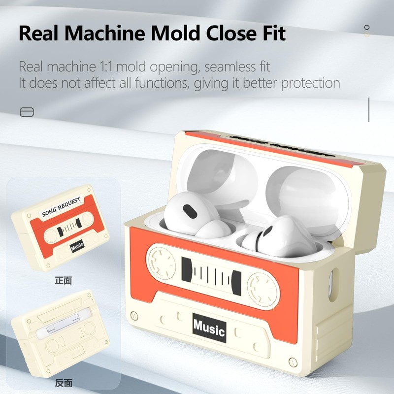 Cute Case for AirPods Pro 2nd/1st Generation Earbuds(2023/2022/2019) with Keychain,