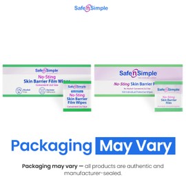 Safe n' Simple No Sting Skin Prep Wipes - 100 Individual Ostomy Barrier Film 2.4" x 2.4" - Skin Barrier Film Wipes for Ostomy - Protective Sting Free Skin Barrier