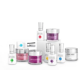 Joya Mia Complete Nail Dipping Powder Starter Kit with Powders, Top, Base, Vitamin Oil, and Brush Save (Pink, Burgundy, Purple Glitter) (DPSK-5)
